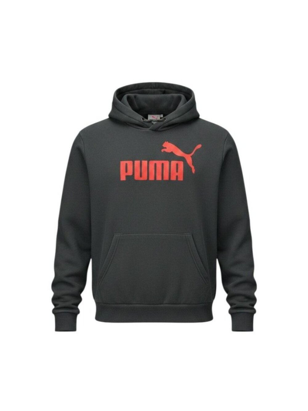 Puma Mens Black Hoodie With Red Logo & Front Pocket - Size M